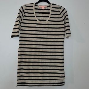 🔮 3/$15!! Rebellious One, Black and Tan Striped Shirt, Size Medium